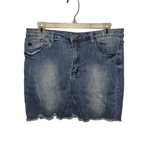 Kancan Denim Pencil Mini Skirt-Womens-Size‎ 11-Blue/Faded